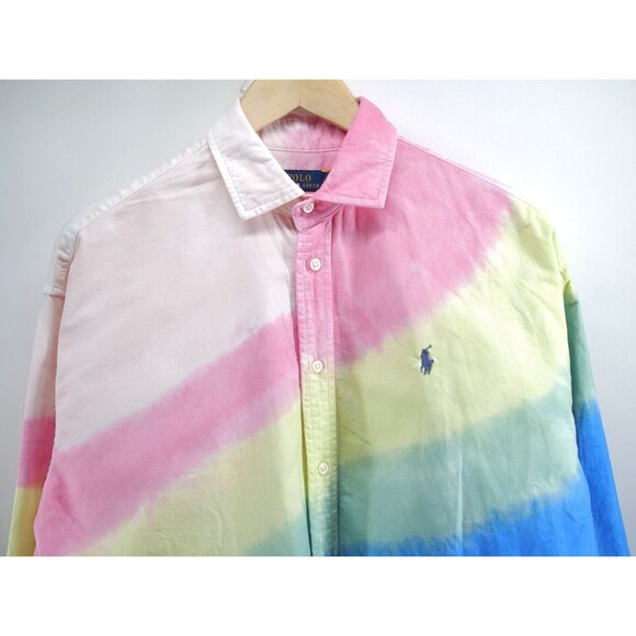 Polo Ralph Lauren Shirt Women's‎ Slim Tie Dye Custom Long Sleeve Button Up 14 - Picture 2 of 8